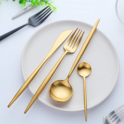 Elegant Utensil Set | Stainless Steel Dining Tools with Curved Design | Available in Black, Silver, Gold, and Rose Gold 7