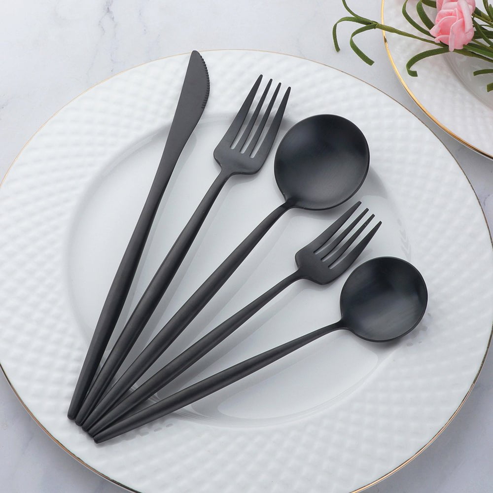 Elegant Utensil Set | Stainless Steel Dining Tools with Curved Design | Available in Black, Silver, Gold, and Rose Gold 8