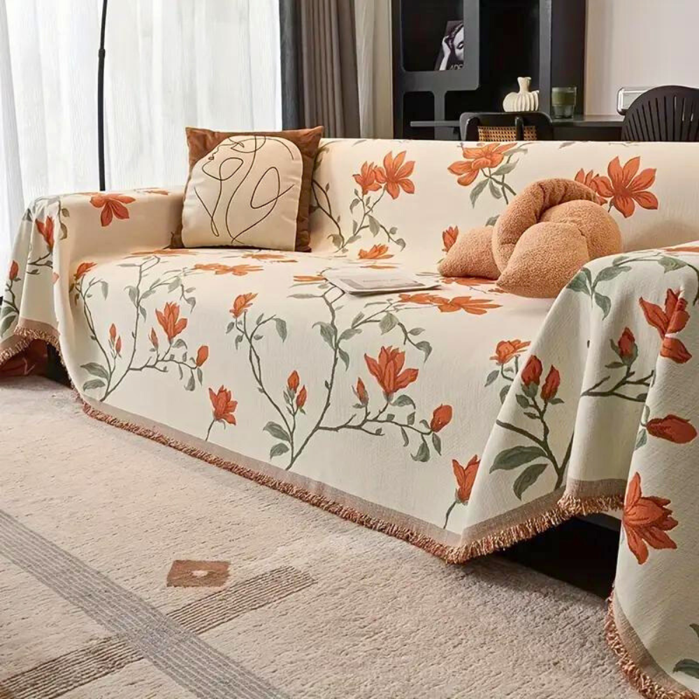 Elegant Vintage Floral Couch Cover | Dust-Proof & Pet Scratch-Resistant Fabric | Stylish Protection for Your Living Space 0