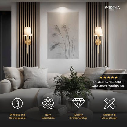 Elegant Wall Sconces | Wireless Wall Lights Set of 2 with Ambient LED Glow | Perfect for Home Decor 1