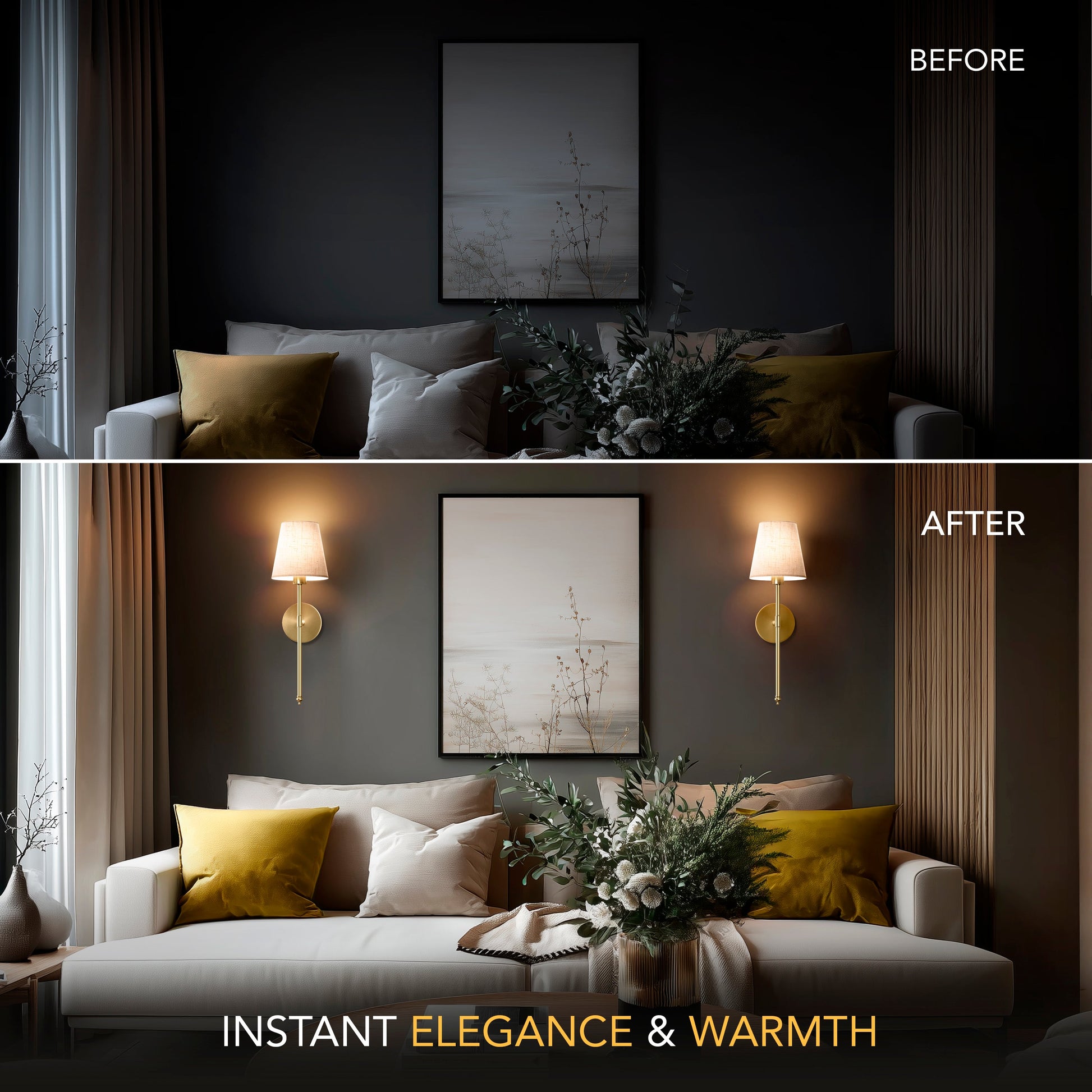 Elegant Wall Sconces | Wireless Wall Lights Set of 2 with Ambient LED Glow | Perfect for Home Decor 5
