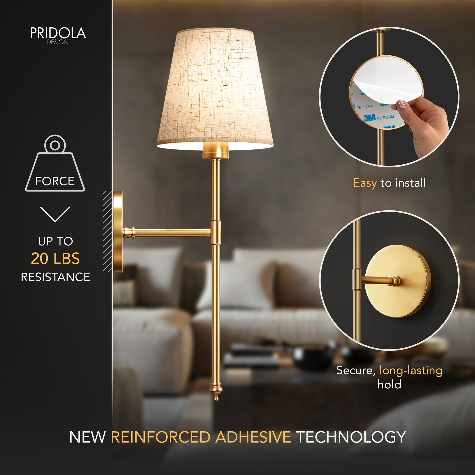 Elegant Wall Sconces | Wireless Wall Lights Set of 2 with Ambient LED Glow | Perfect for Home Decor 6