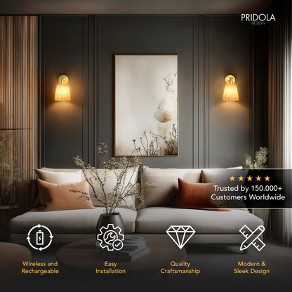 Elegant Wireless Wall Sconce Light with Adjustable Brightness | Modern Wall Lamp for Versatile Indoor Lighting 1