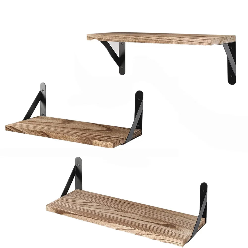 Elegant Wooden Floating Wall Shelves with Easy Installation | Space-Saving Decor for Home 0
