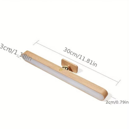 Elegant Wooden LED Night Light with Adjustable Brightness | Cordless Design for Bedside Reading 5