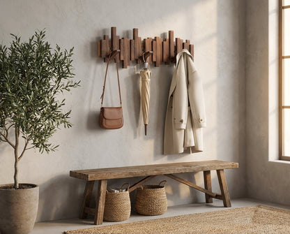 Elegant | Wall Mounted Coat Rack with Magnetic Foldable Hooks | Stylish Organization for Any Space 1