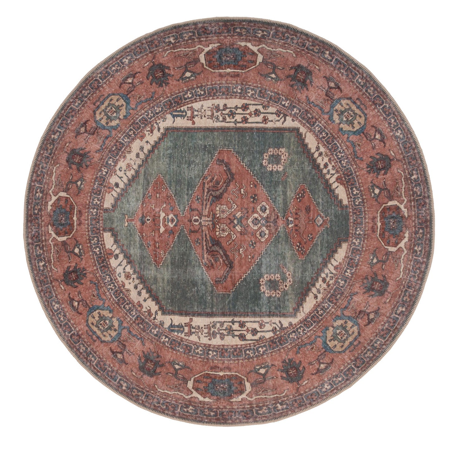 Faro Collection | Washable Boho Rug with Distressed Terracotta Design | Eco-Friendly & Stain Resistant for Home Comfort 10