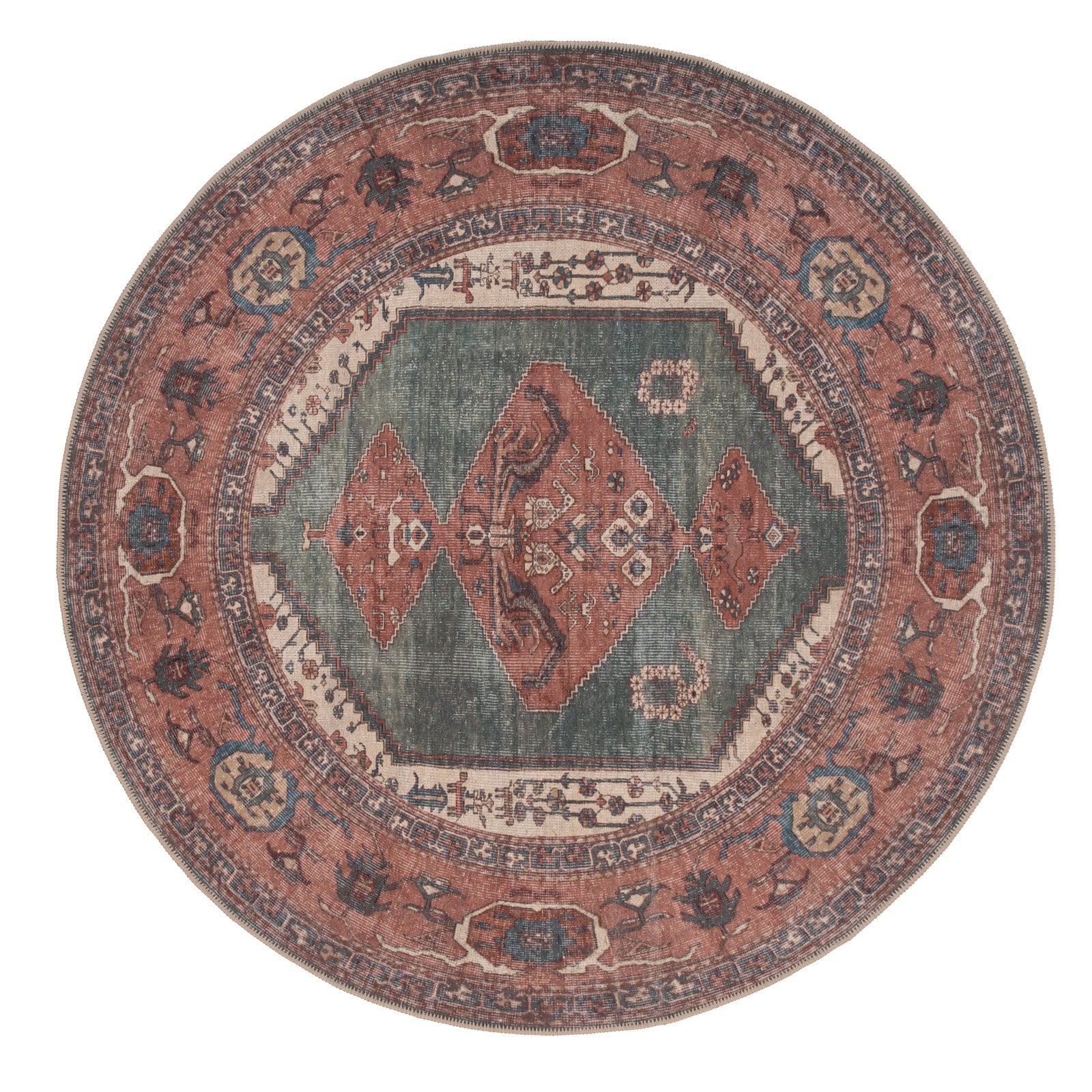Faro Collection | Washable Boho Rug with Distressed Terracotta Design | Eco-Friendly & Stain Resistant for Home Comfort 10