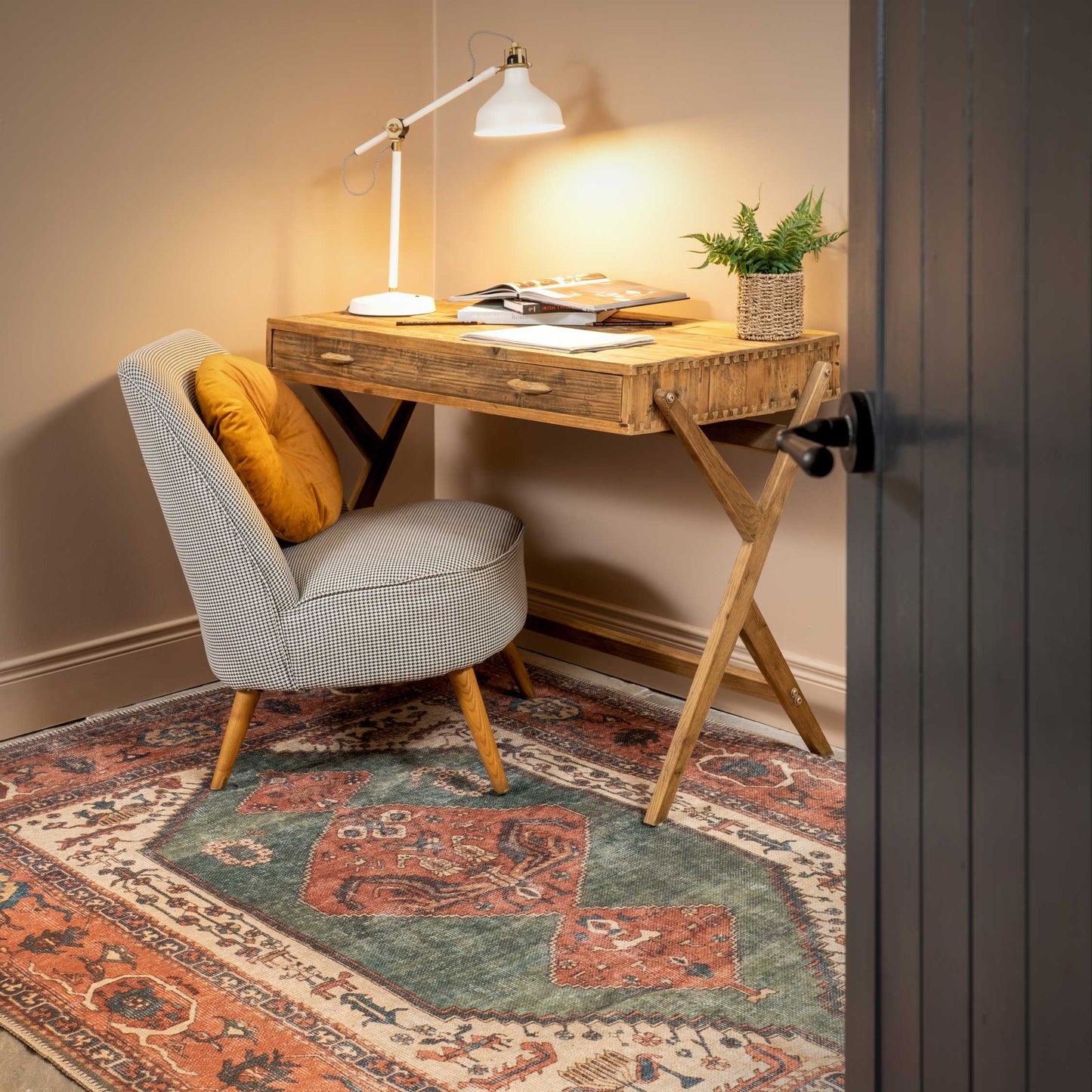 Faro Collection | Washable Boho Rug with Distressed Terracotta Design | Eco-Friendly & Stain Resistant for Home Comfort 6