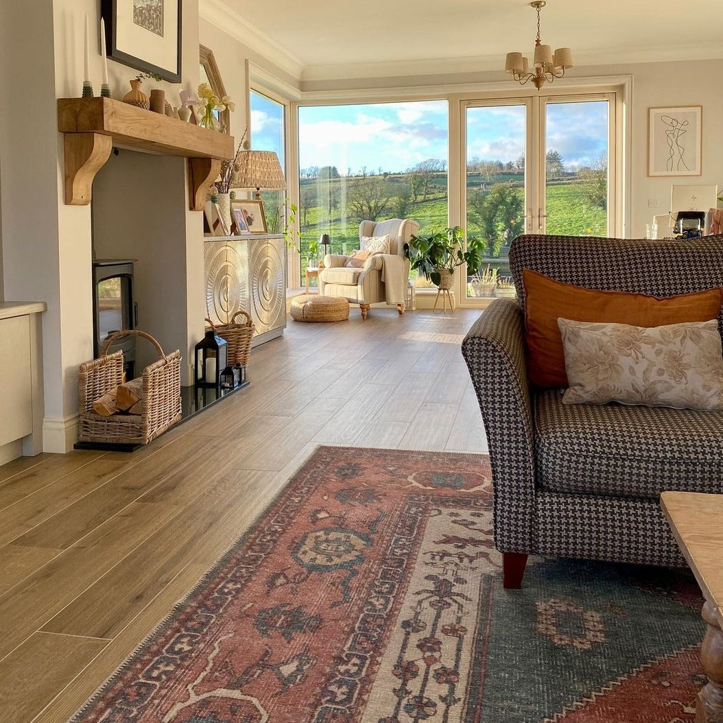 Faro Collection | Washable Boho Rug with Distressed Terracotta Design | Eco-Friendly & Stain Resistant for Home Comfort 7