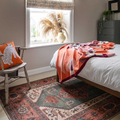 Faro Collection | Washable Boho Rug with Distressed Terracotta Design | Eco-Friendly & Stain Resistant for Home Comfort 8