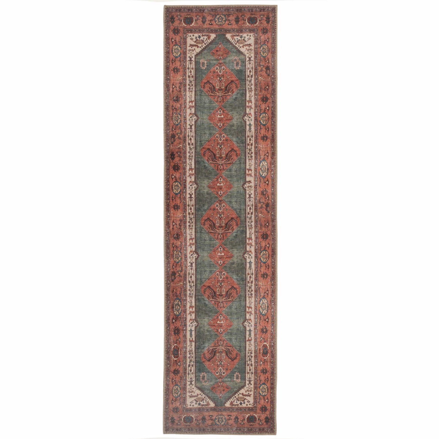 Faro Collection | Washable Boho Rug with Distressed Terracotta Design | Eco-Friendly & Stain Resistant for Home Comfort 9