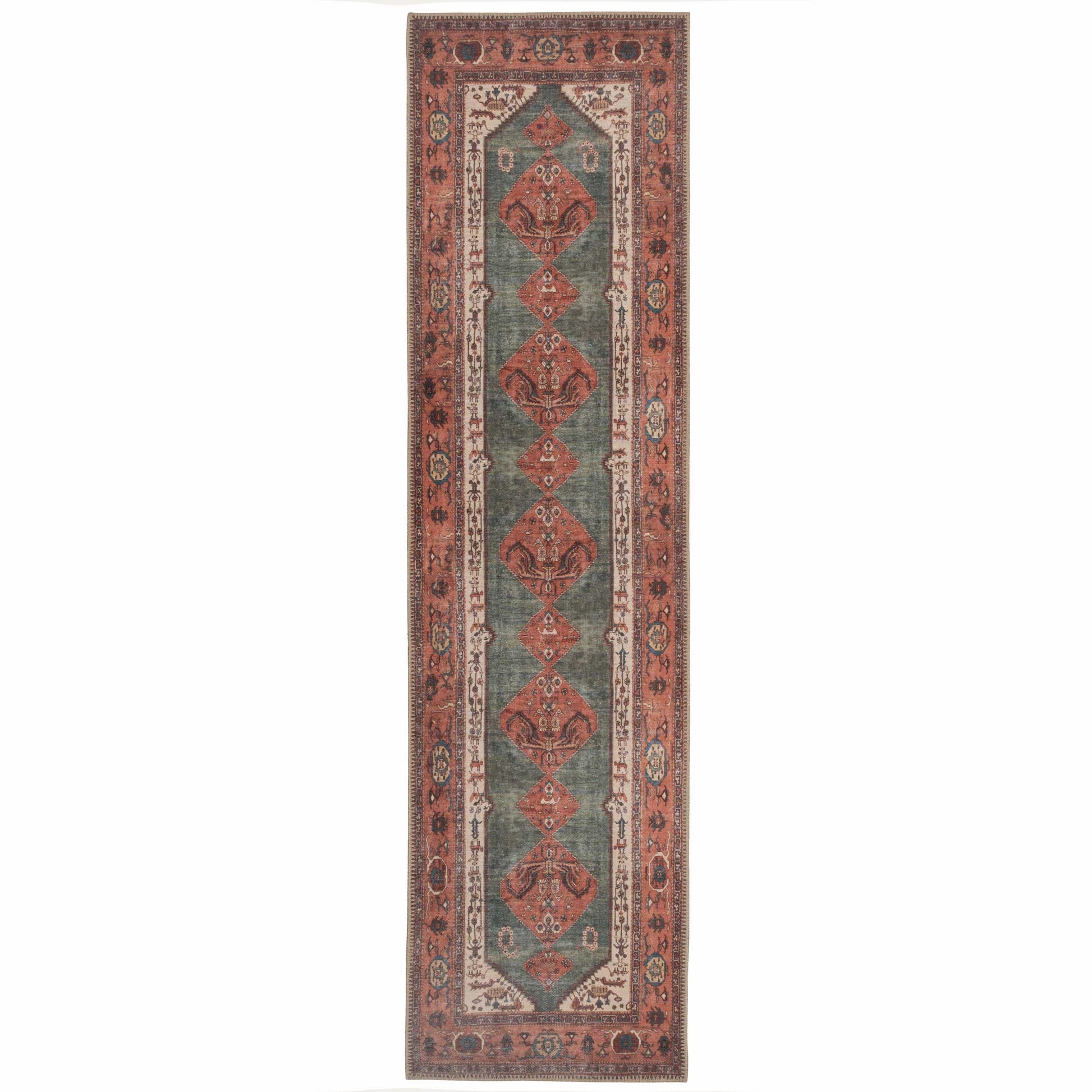 Faro Collection | Washable Boho Rug with Distressed Terracotta Design | Eco-Friendly & Stain Resistant for Home Comfort 9