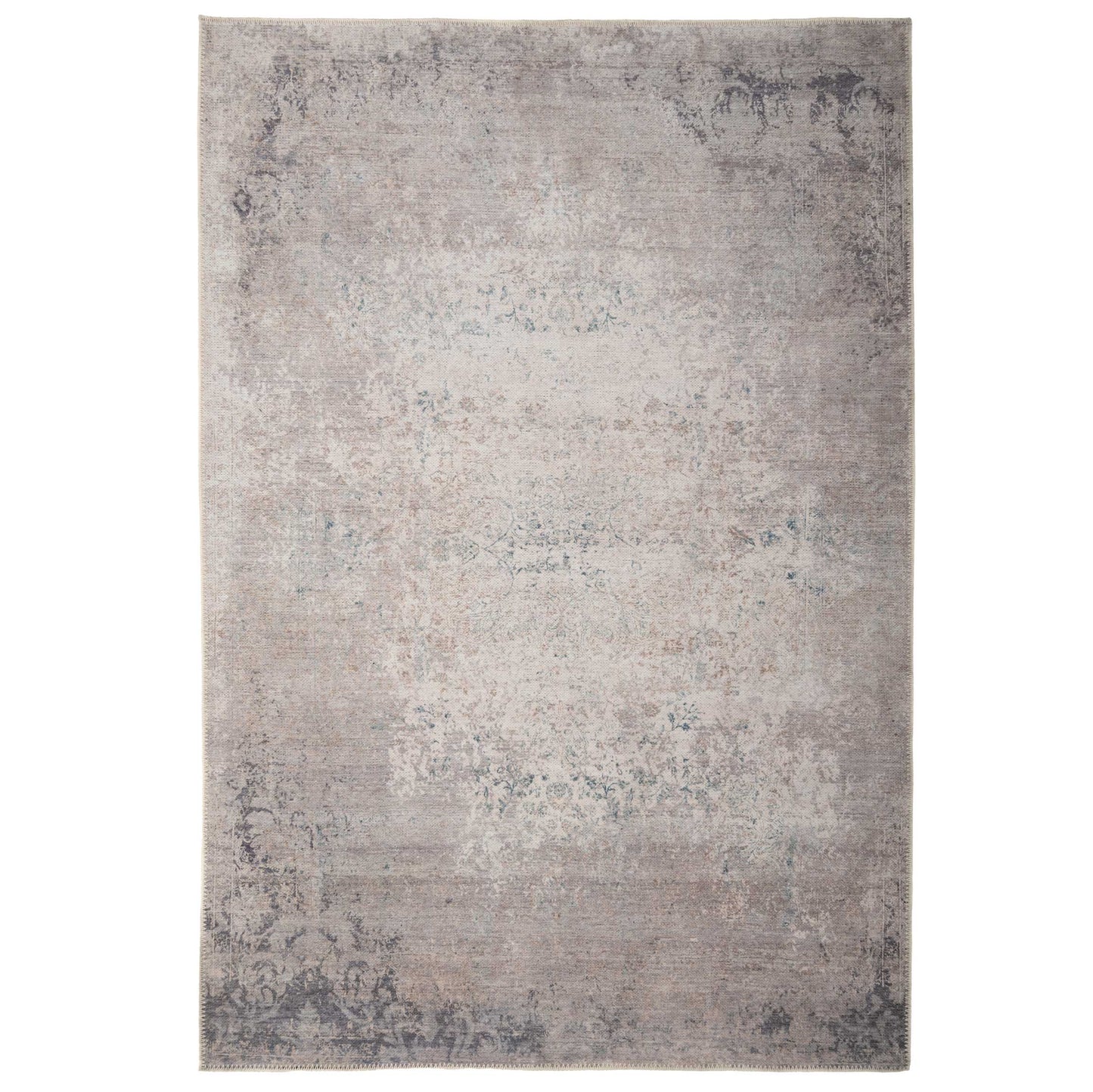 Fleur Collection | Washable Rug with Distressed Design | Eco-Friendly for Timeless Elegance 0