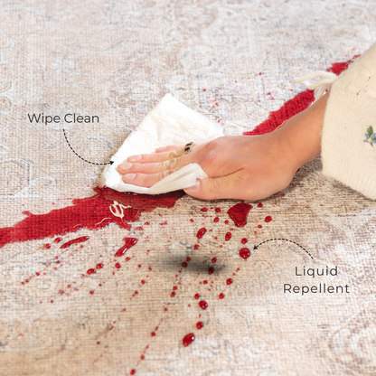 Fleur Collection | Washable Rug with Distressed Design | Eco-Friendly for Timeless Elegance 4