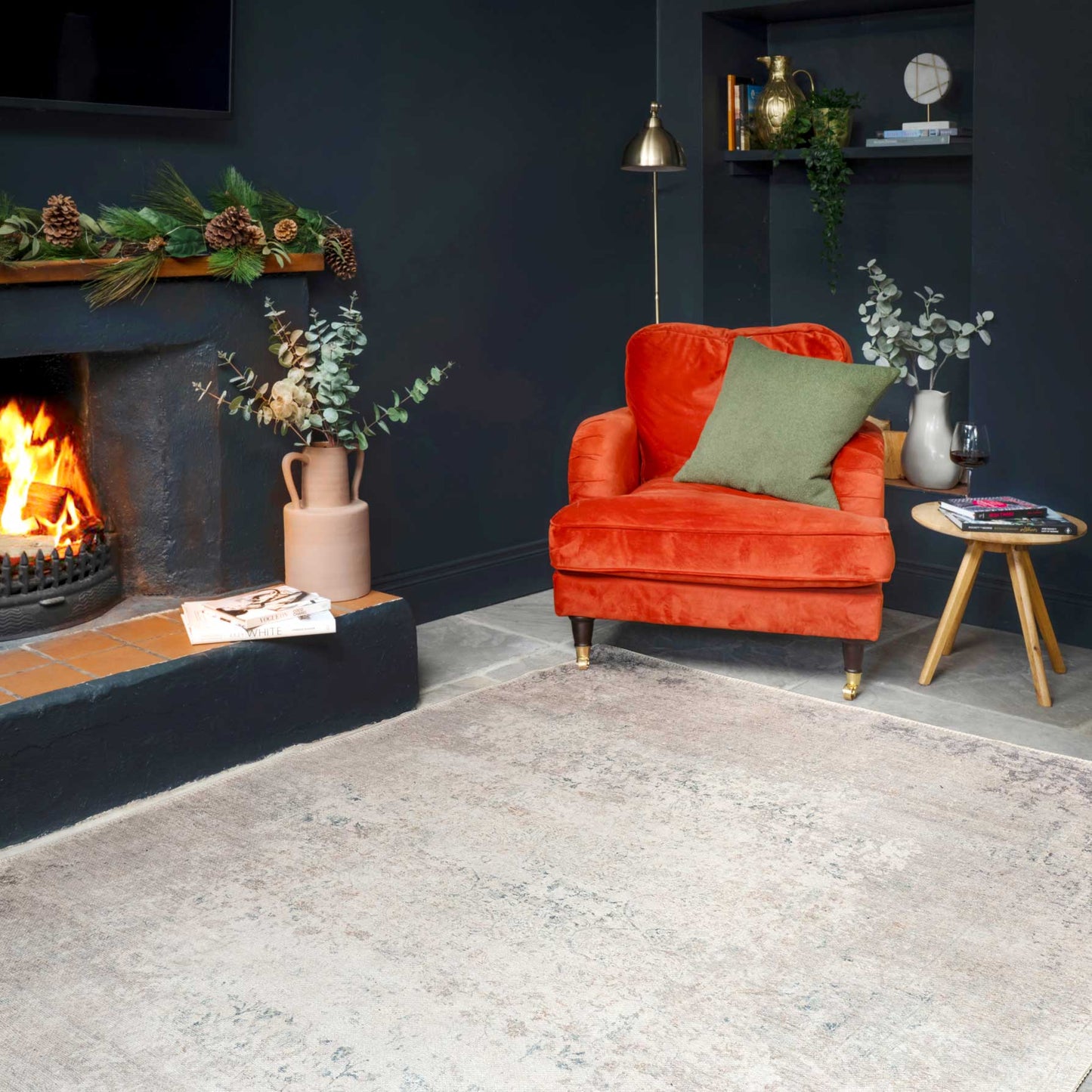 Fleur Collection | Washable Rug with Distressed Design | Eco-Friendly for Timeless Elegance 5