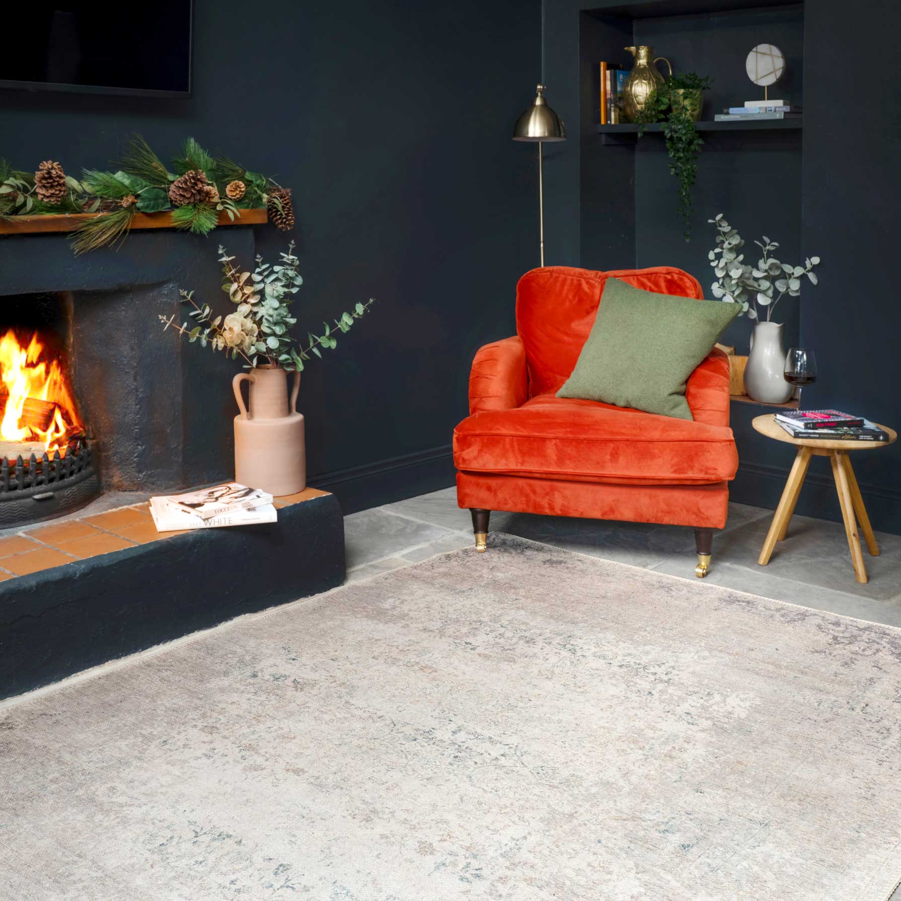 Fleur Collection | Washable Rug with Distressed Design | Eco-Friendly for Timeless Elegance 5
