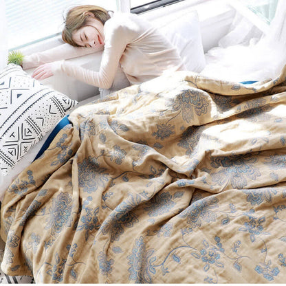 Floral Comfort Blanket | Lightweight Cotton Throw for Cozy Year-Round Use 5