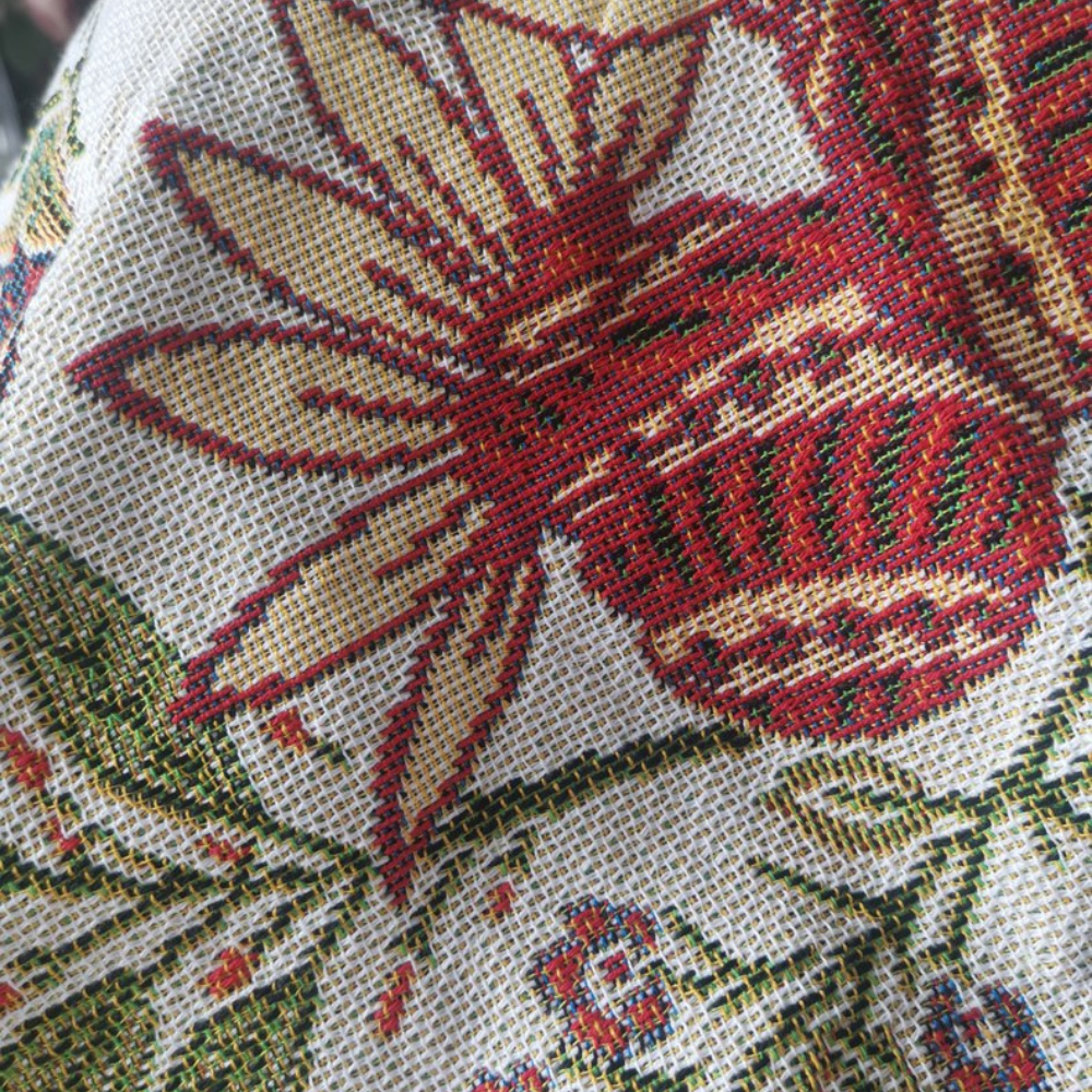 Floral Throw Blanket with Elegant Tassels | Cozy Polyester-Cotton Decor for Home Aesthetics 2