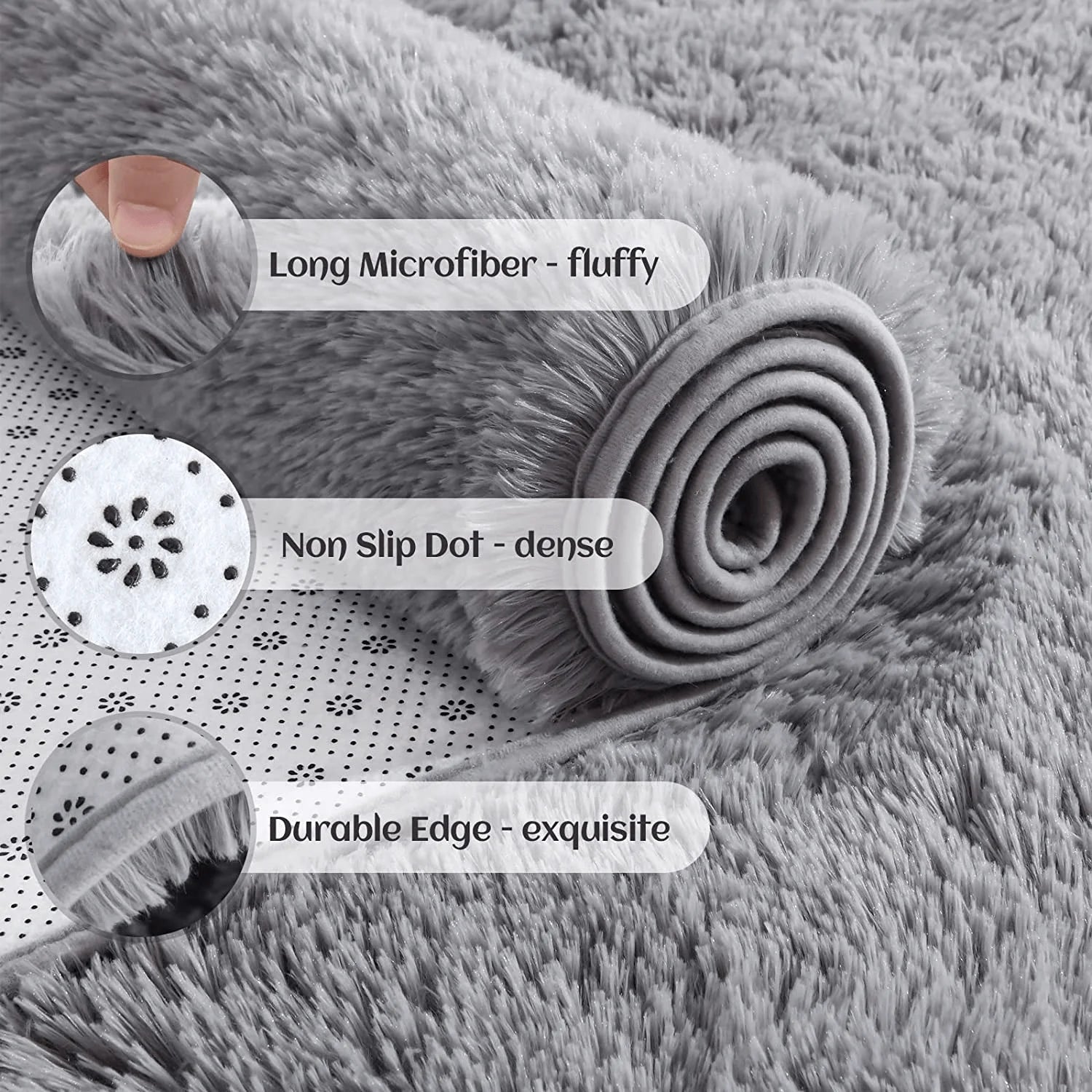 Fluffy Shag Area Rug with Non-Slip Backing | Stylish Tie-Dyed Design for Cozy Living Room Comfort 3