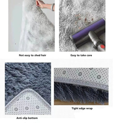 Fluffy Shag Area Rug with Non-Slip Backing | Stylish Tie-Dyed Design for Cozy Living Room Comfort 5