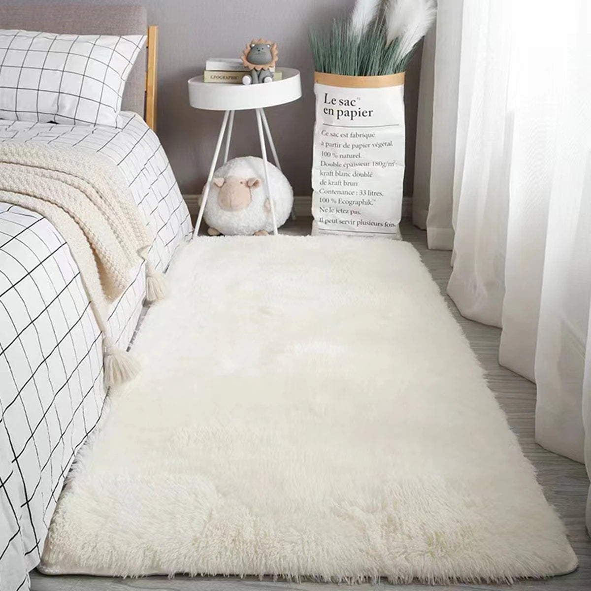 Fluffy Shag Area Rug with Non-Slip Backing | Stylish Tie-Dyed Design for Cozy Living Room Comfort 7