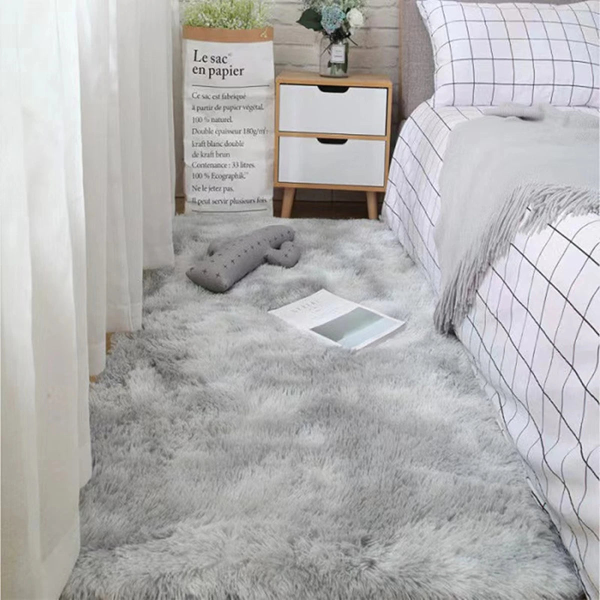 Fluffy Shag Area Rug with Non-Slip Backing | Stylish Tie-Dyed Design for Cozy Living Room Comfort 8