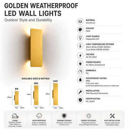 Golden Collection | Outdoor Wall Lantern with IP65 Rating | Durable Exterior Wall Light for Year-Round Illumination 2
