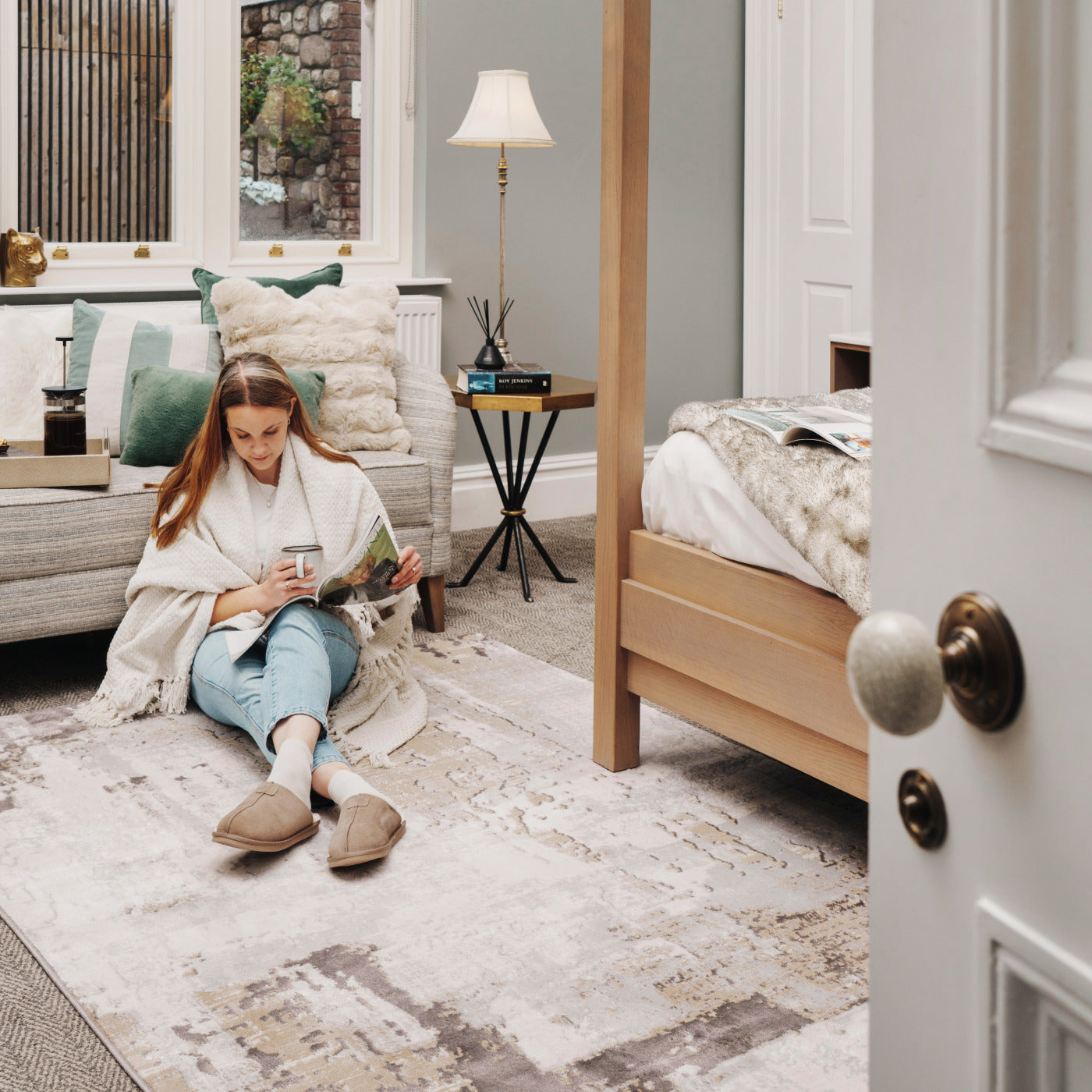Grace Collection | Distressed Abstract Area Rug with Cozy Texture | XL Size for Elegant Living Rooms 4