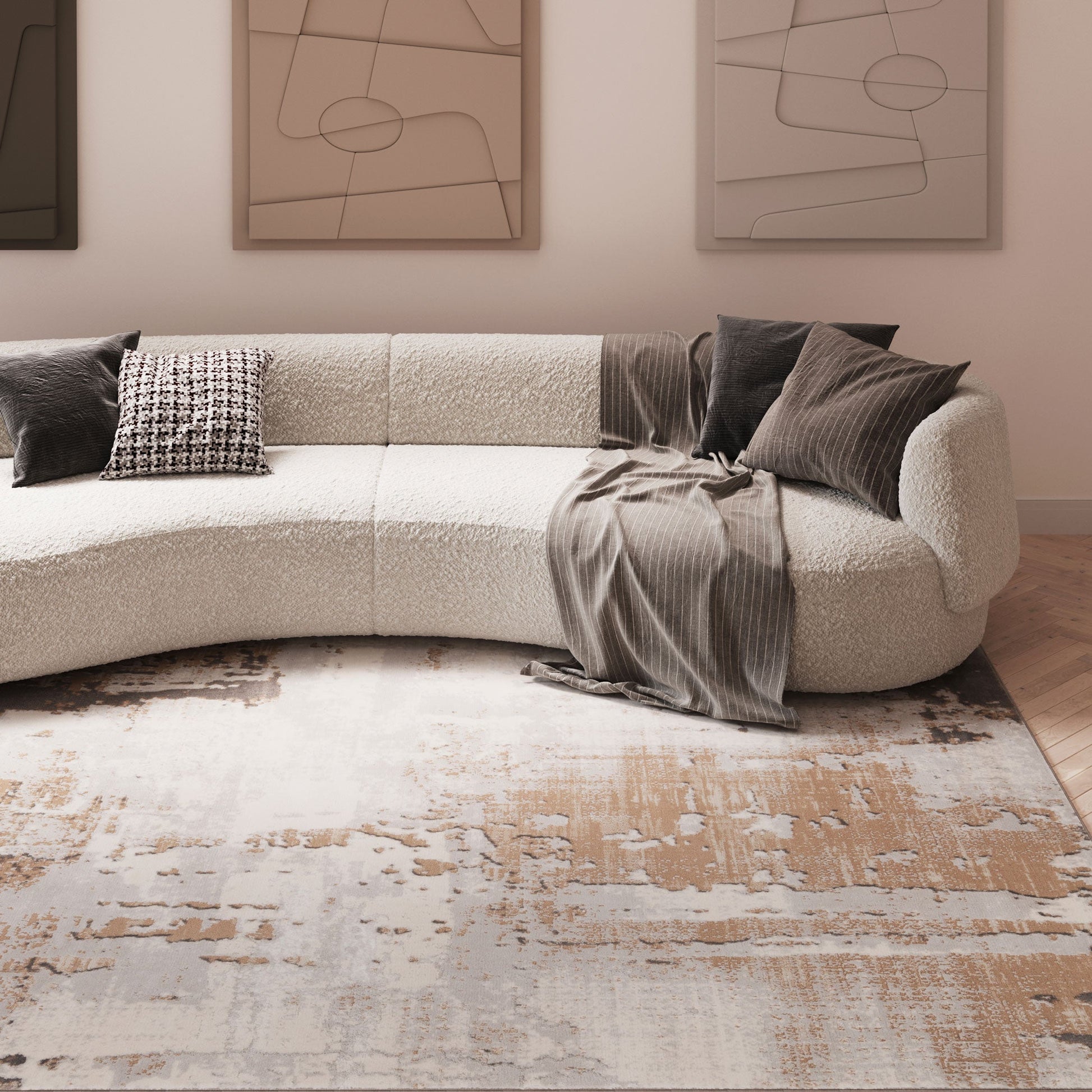 Grace Collection | Distressed Abstract Area Rug with Cozy Texture | XL Size for Elegant Living Rooms 5