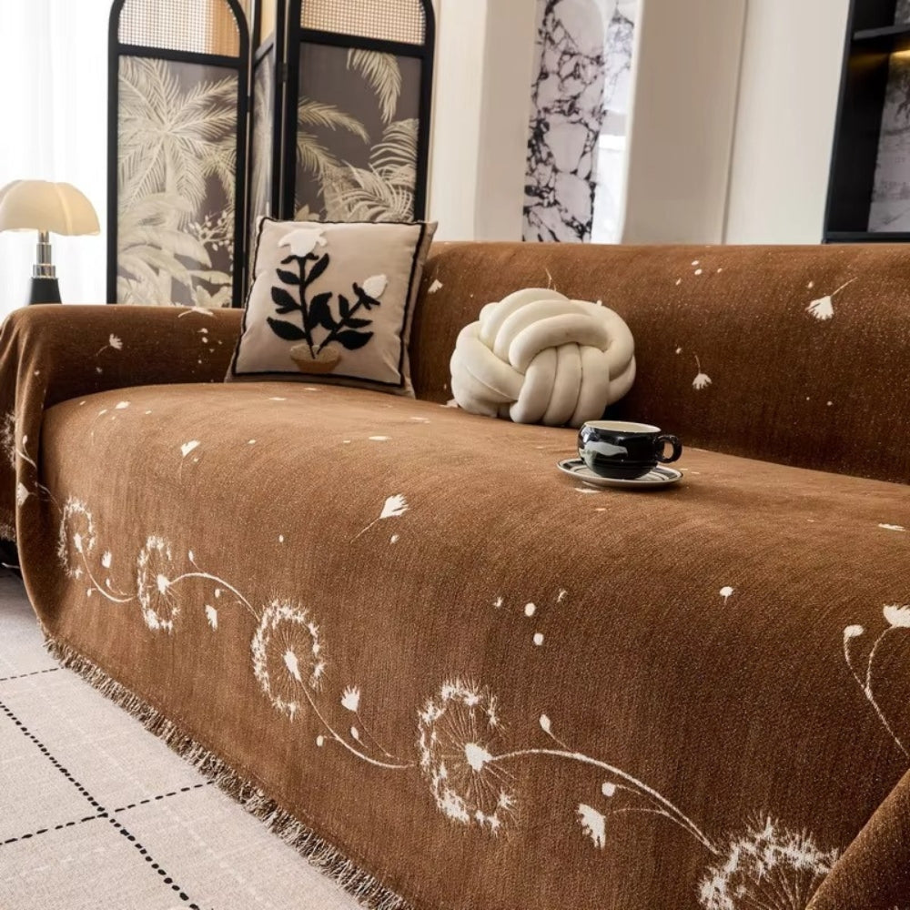 Japandi Dandelion Puff | Couch Cover with Soft Microfibre Fabric | Everyday Protection for Stylish Home Decor 3
