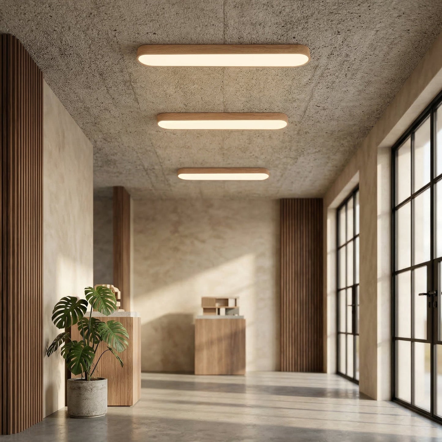 Japandi Natural Oak | Flush Mount Ceiling Light Fixture with Tri-Colour Technology | Sleek Design for Modern Interiors 1