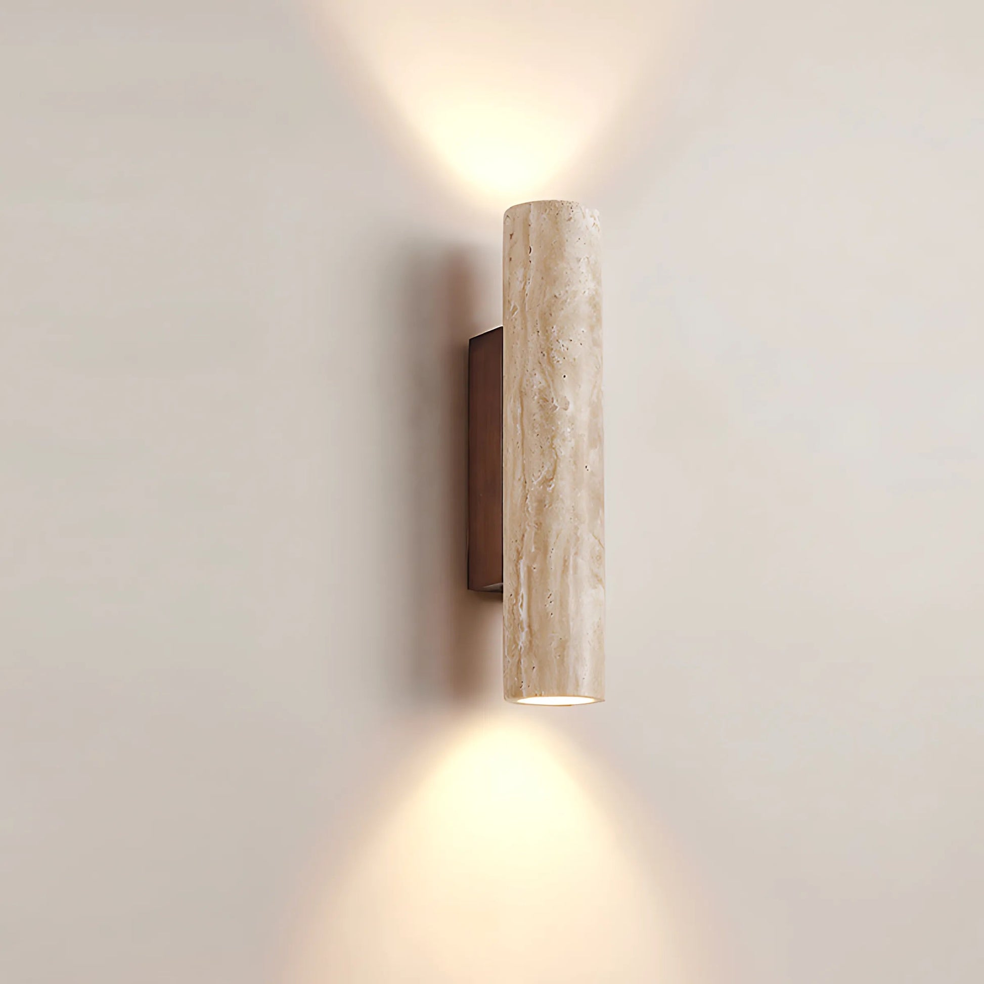 Japandi | Wall Light Sconce with Up & Down Illumination | Natural Travertine Design for Elegant Indoor Spaces 0