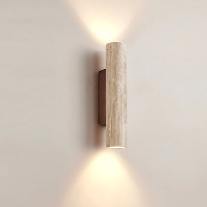 Japandi | Wall Light Sconce with Up & Down Illumination | Natural Travertine Design for Elegant Indoor Spaces 0