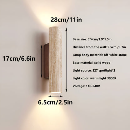 Japandi | Wall Light Sconce with Up & Down Illumination | Natural Travertine Design for Elegant Indoor Spaces 6
