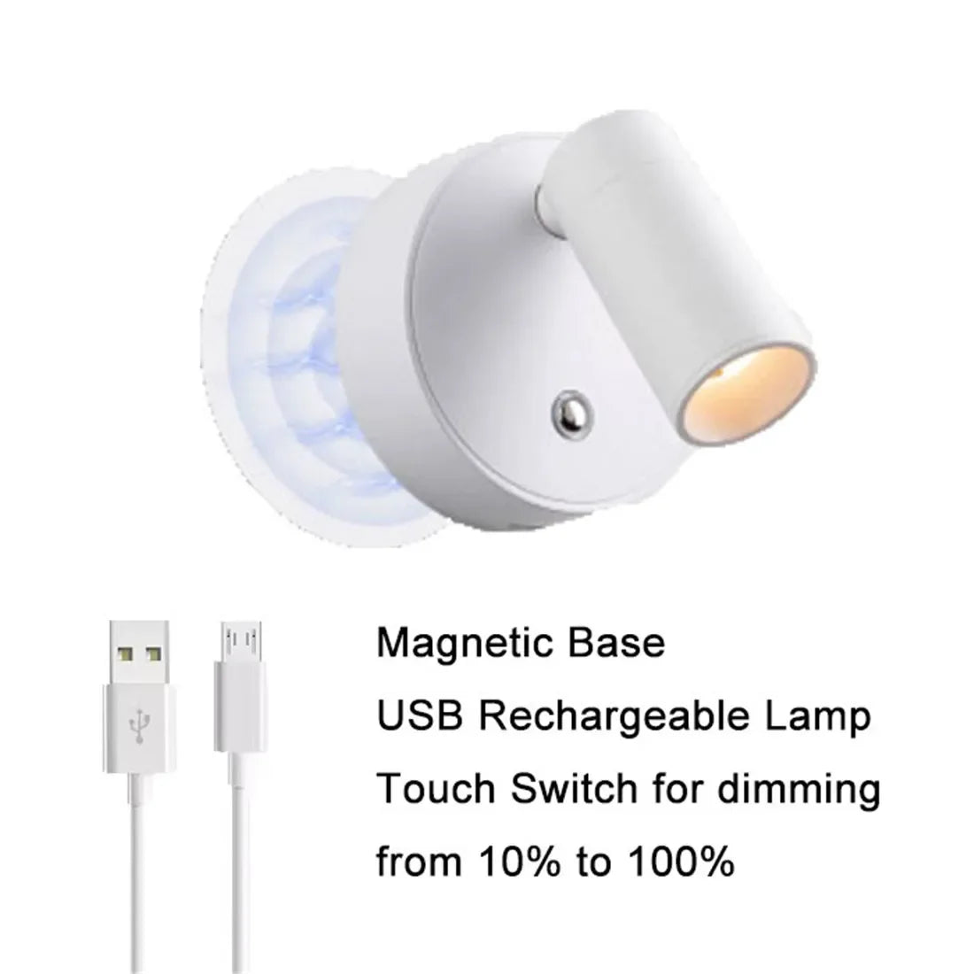 LED Cordless Wall Light | Touch Switch & Magnetic Base | USB Rechargeable for Convenient Reading 5