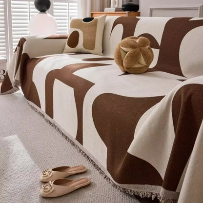 Luxe Chenille Couch Cover | Double-Sided Boho Jacquard Design for Stylish Protection 0