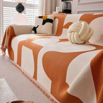 Luxe Chenille Couch Cover | Double-Sided Boho Jacquard Design for Stylish Protection 3