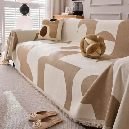 Luxe Chenille Couch Cover | Double-Sided Boho Jacquard Design for Stylish Protection 4