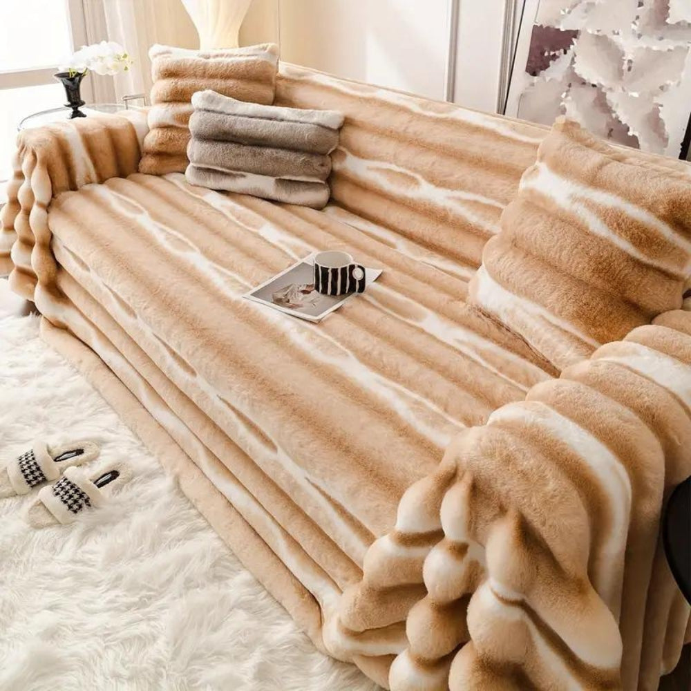 Luxurious Velvet Faux Fur Couch Cover | Plush Microfibre Blend for Stylish Comfort and Protection 1