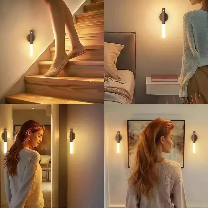 Magnetic Wall Sconce Light with Motion Sensor & Wooden Design for Safety 4