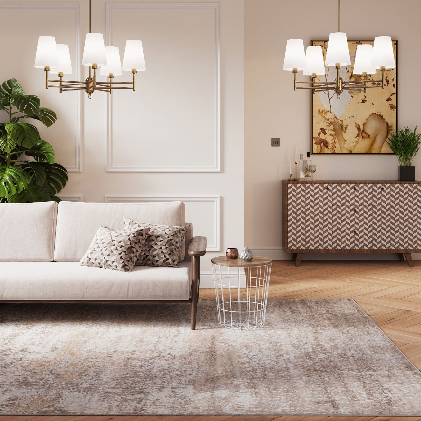 Mia Collection | Beige Abstract Area Rug with Intricate Design | Elegant Living Room Decor for Comfort and Style 1