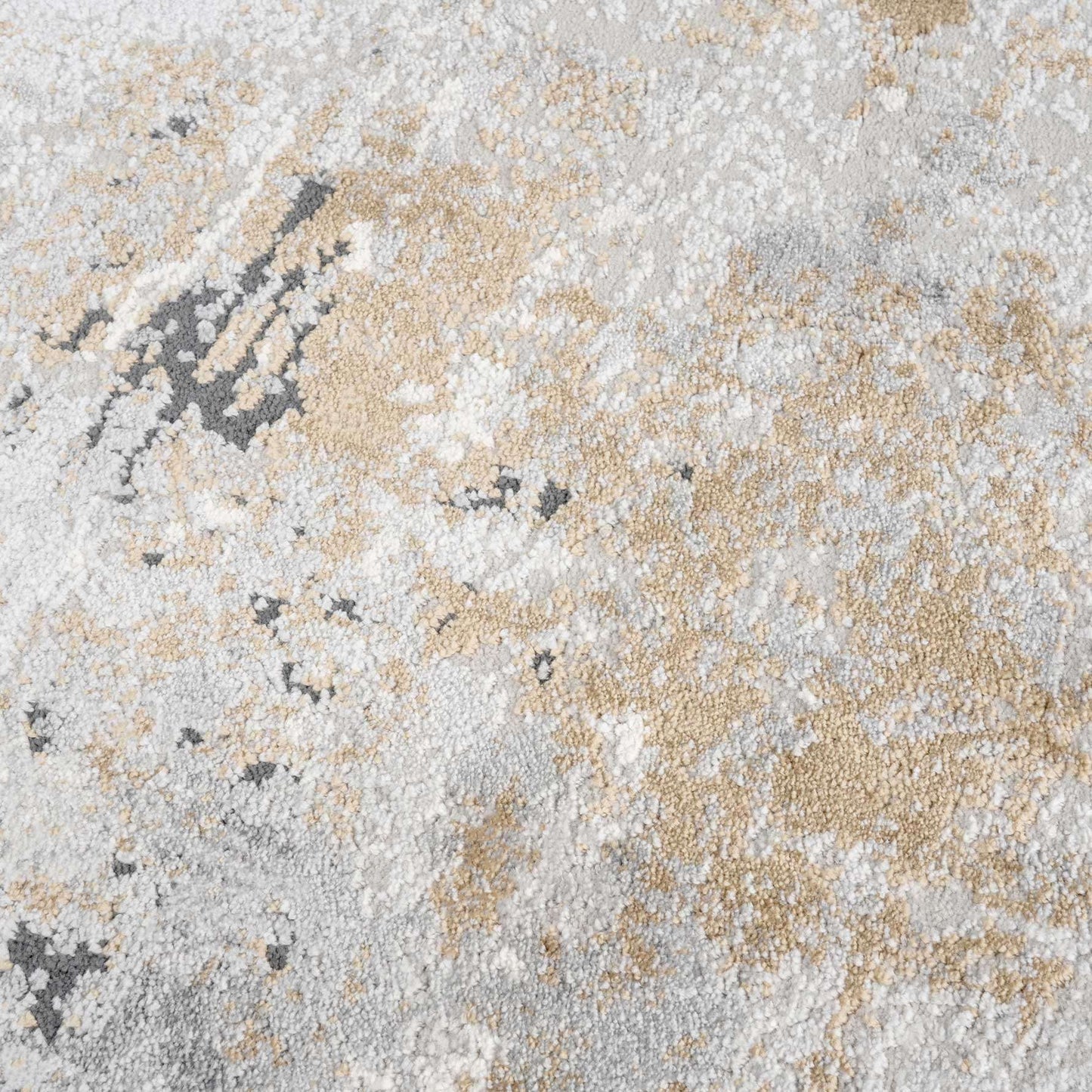 Modern Abstract Living Room Rug with Soft Grey & Gold Accents | Distressed Design for Luxurious Comfort 6