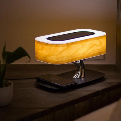 Modern Aesthetic | Table Lamp with Wireless Charging & Bluetooth Speakers | Stylish Design for Convenience 1