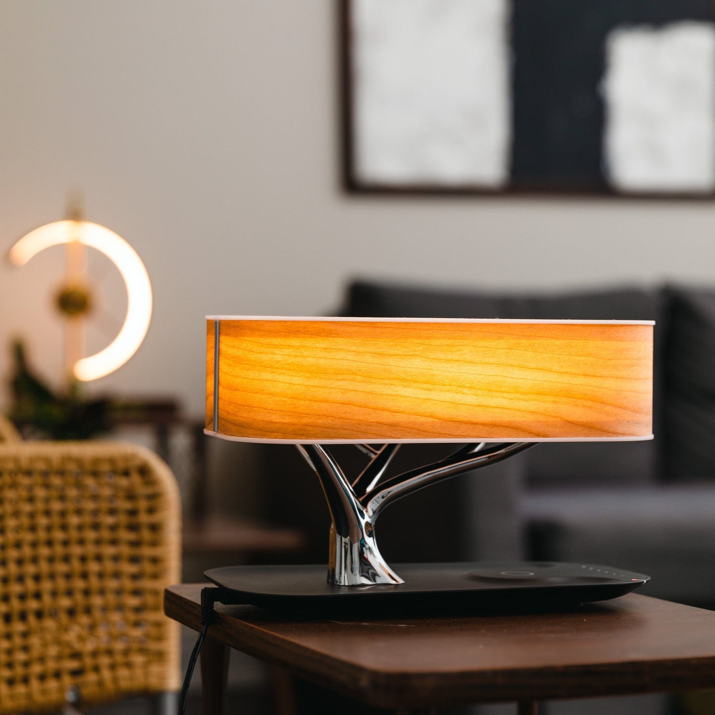 Modern Aesthetic | Table Lamp with Wireless Charging & Bluetooth Speakers | Stylish Design for Convenience 5
