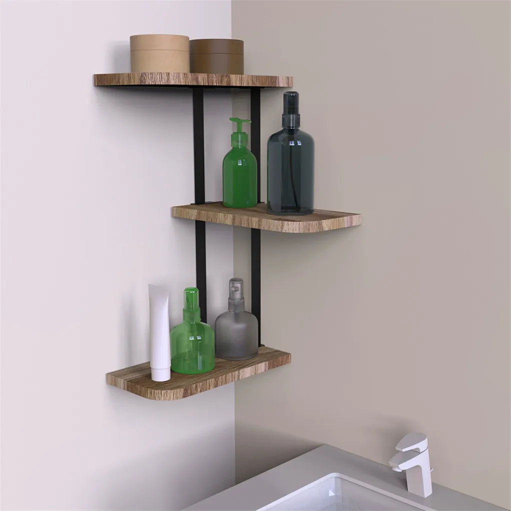 Modern Black Floating Wall Shelf with Adjustable 3-Tier Design | Space-Saving Storage for Home Decor 1