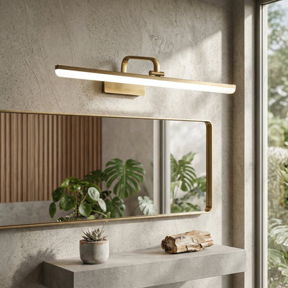 Modern Brushed Brass Linear LED Vanity Light with Tri-Colour Technology | Sleek Design for Contemporary Interiors 1