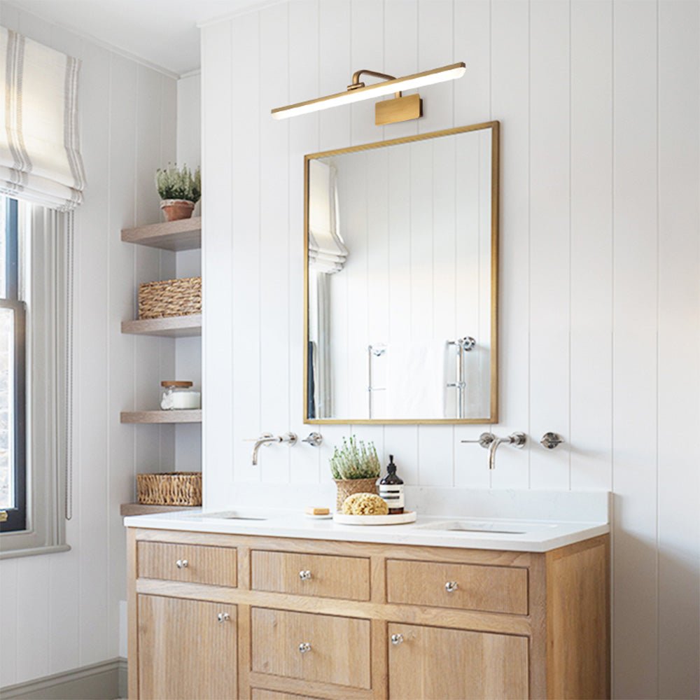 Modern Brushed Brass Linear LED Vanity Light with Tri-Colour Technology | Sleek Design for Contemporary Interiors 3