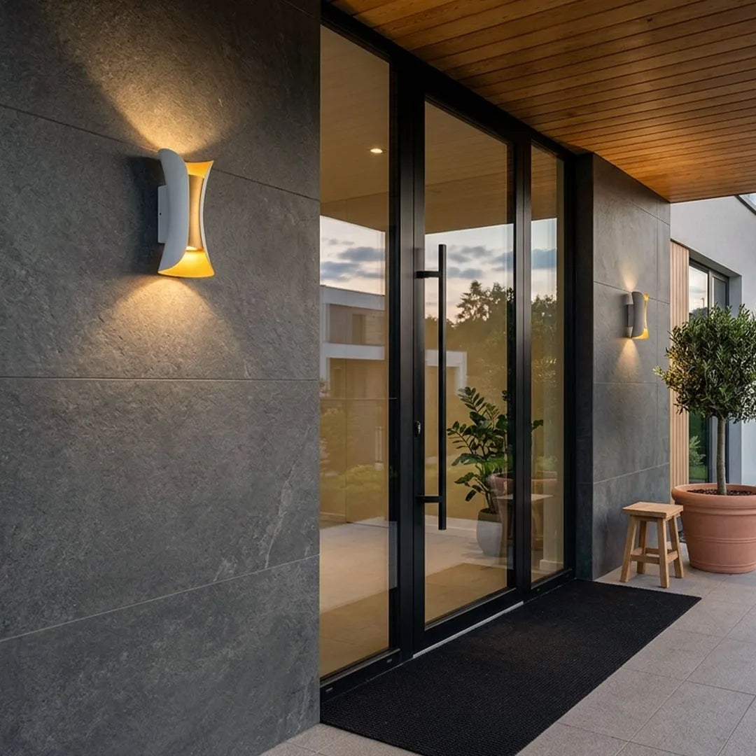 Modern Curved Wall Light | Dual-Directional LED Sconce with Elegant Design | Outdoor Illumination for Enhanced Aesthetics 1