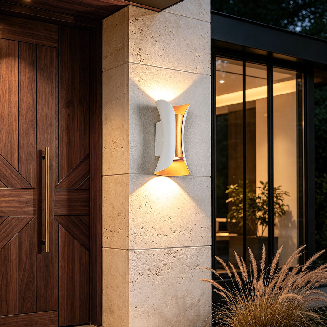 Modern Curved Wall Light | Dual-Directional LED Sconce with Elegant Design | Outdoor Illumination for Enhanced Aesthetics 3